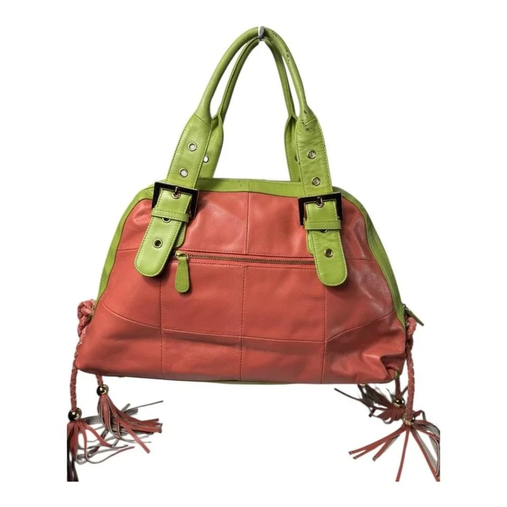 Y2K Colorblock‎ Woven Leather Shoulder Bag w/ Tassels